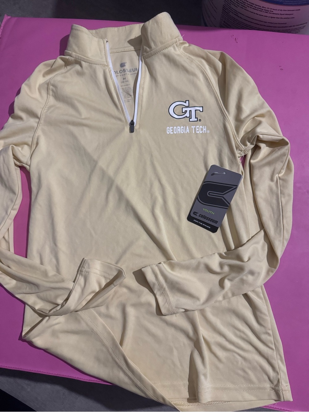 Colosseum Georgia Tech 1/4 Zip Pullover thin lightweight new size youth M